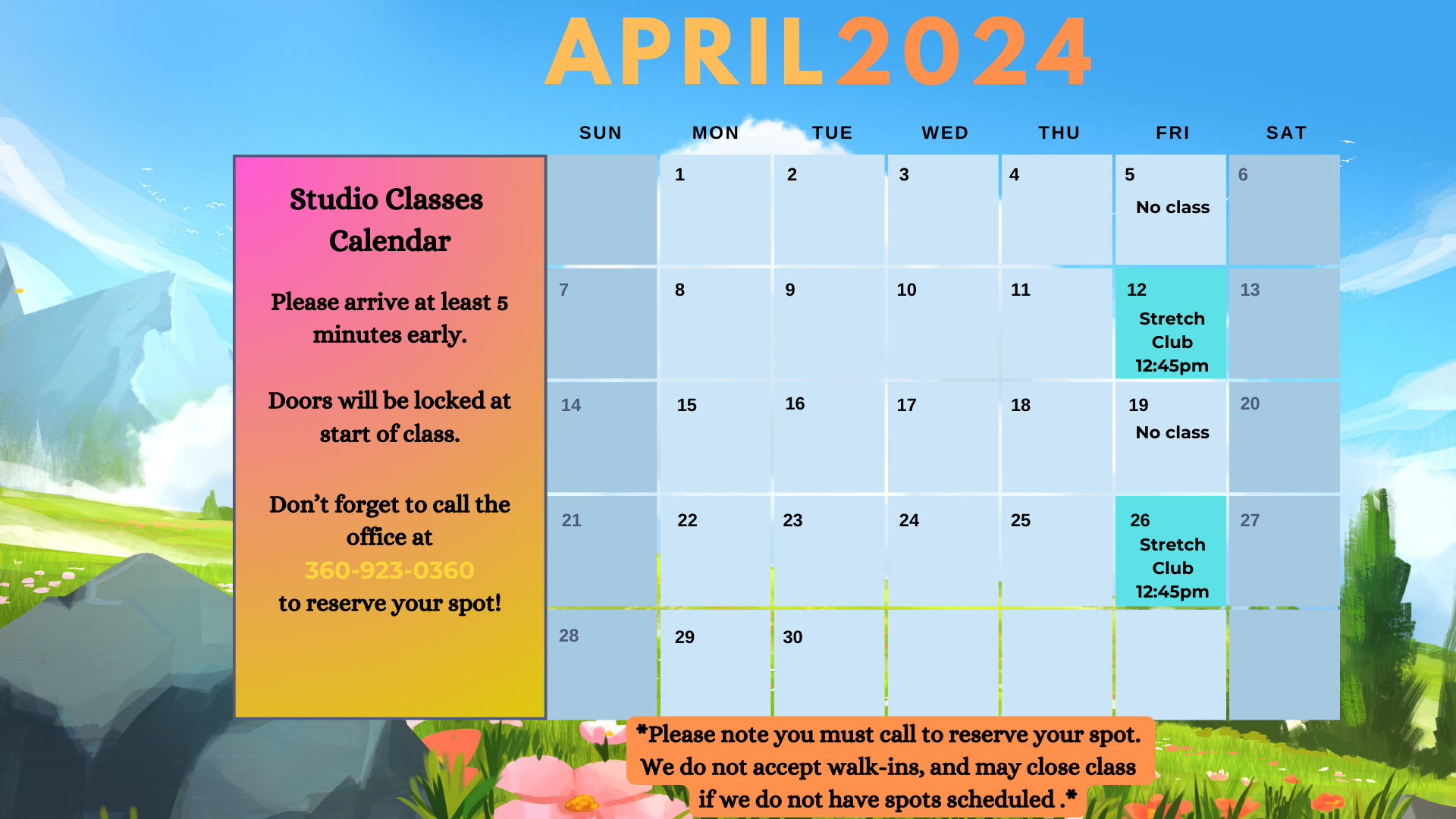 April Studio Calendar